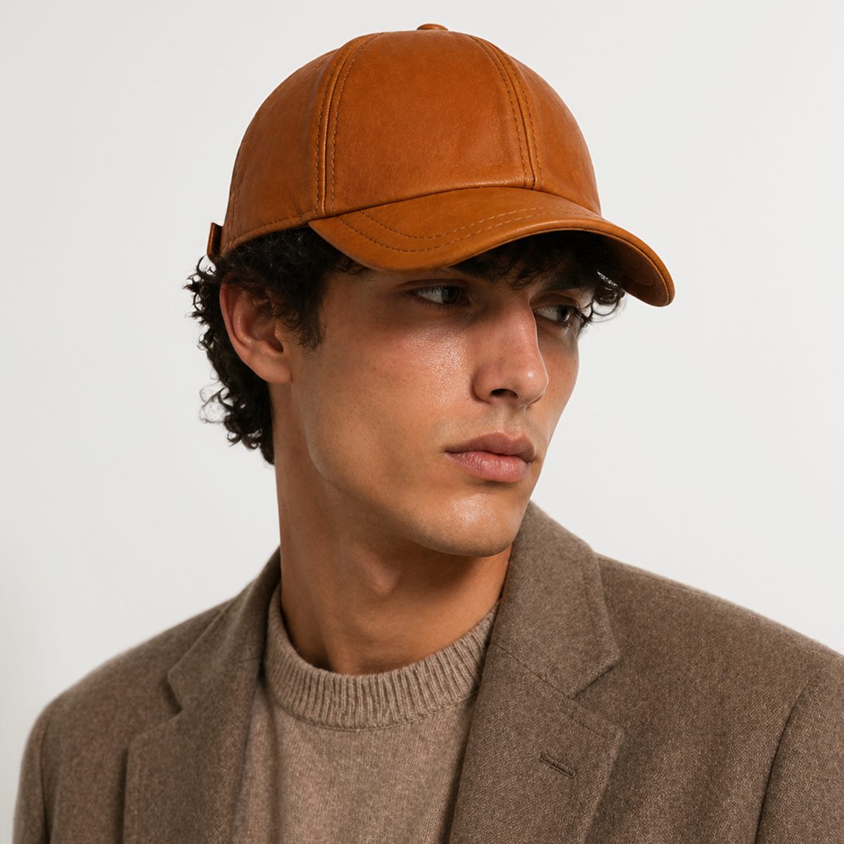 Gorra de béisbol en piel real destinada a hombres y niños